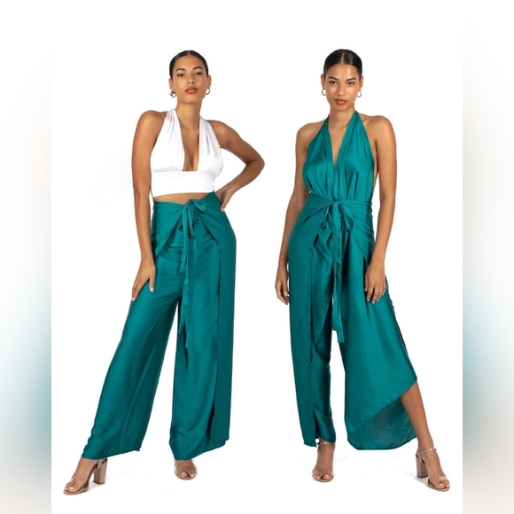 BALIAWEAR Petite Jade Satin Pant to Jumpsuit (fits S-M-L) - Picture 1 of 2